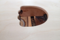 Cajon KlangEins, Schallloch Kanten rund gefräst