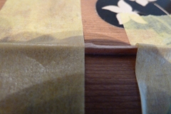 Mandoline restaurieren, Span in Riss verleimen, Detail